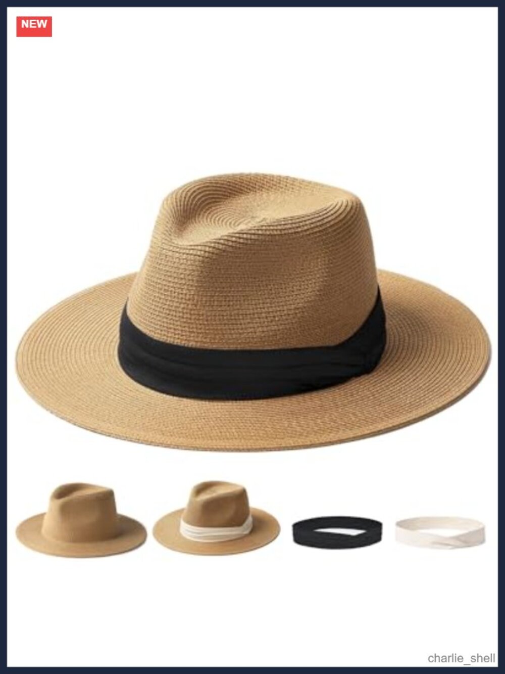 FURTALK Wide Brim Straw Fedora Sun Hat UPF Protection Foldable Unisex